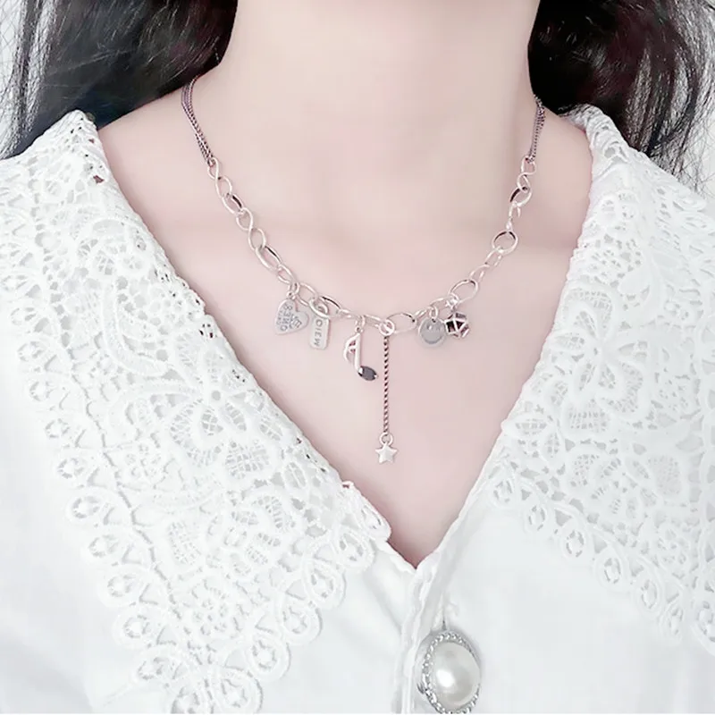 

Sterling Silver Necklace Women's Clavicle Chain Jewelry Fashion Fashion Personality Punk Sweater Chain Length