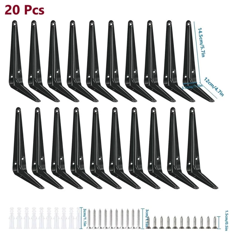 

20 Pcs Shelf Brackets 6x5 Inch Heavy Duty Metal Shelving Brackets Wall Joint Angel Corner Brace Support L Rustic Brackets