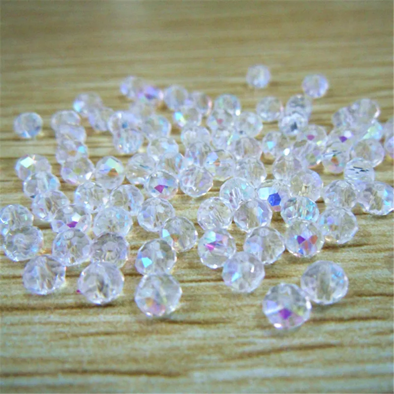 

Isywaka White AB 3*4mm 145pcs Rondelle Austria faceted Crystal Glass Beads Loose Spacer Round Beads for Jewelry Making
