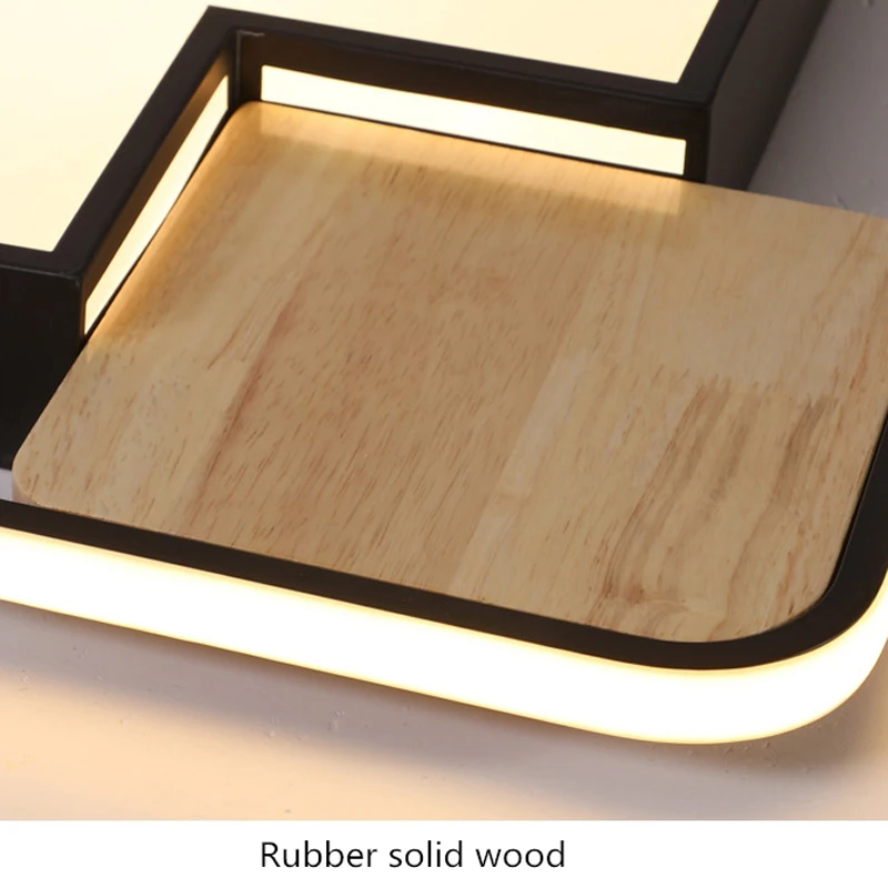 

Nordic Creative Square 73W LED Ceiling Light Modern Solid Wood Surface Mounted Ceiling Lamp Foyer Bedroom Hotel Decor Lamp