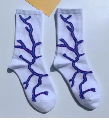 100pairs/lot Korean Style woman man casual Skateboard Long Socks  Lightning Hip Hop Style Socks Unisex Street socks
