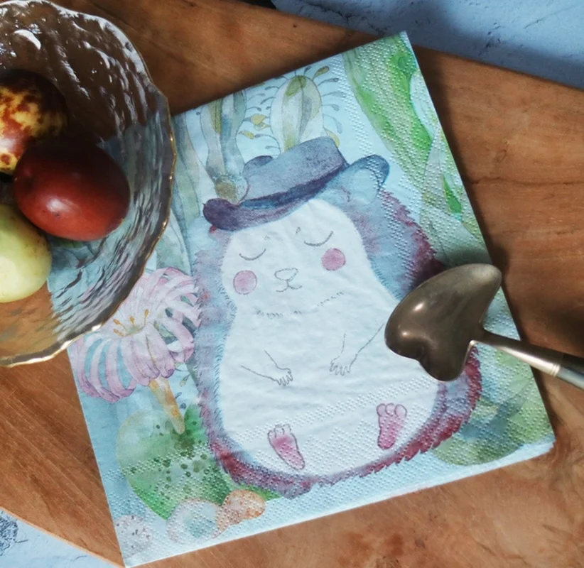 20 шт Ежик салфетки кактус сложенные бумажные для декупажа|Одноразовая посуда