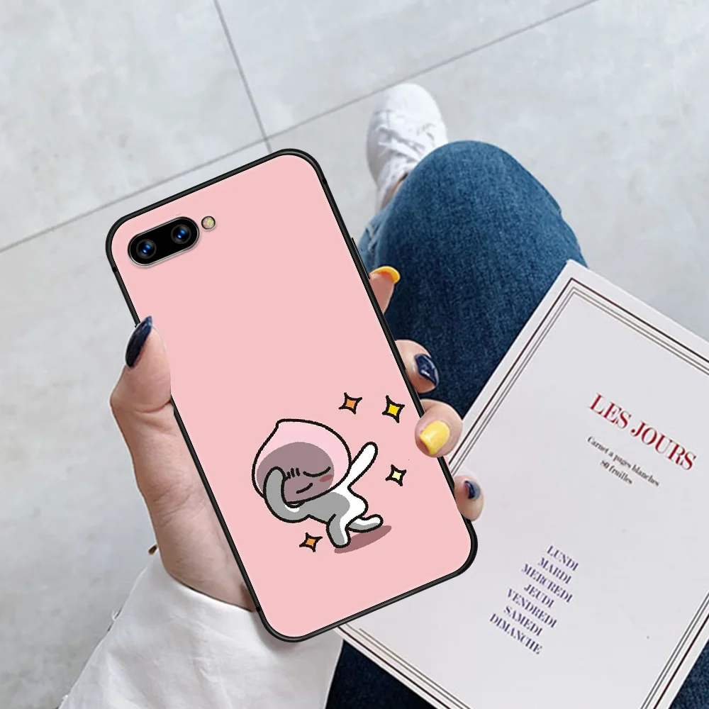 

Cartoon Cute Kakao Apeach Pink Phone Case Cover Hull For HUAWEI Honor 6A 7A 7C 8 8A 8S 8x 9 9x 10 10i 20 Lite Pro black