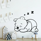 Мультяшный медведь, наклейка на стену, милый ребенок, дети, украшение для спальни, спящий плюшевый виниловая наклейка, декор для стены, Декор для детской, художественная роспись