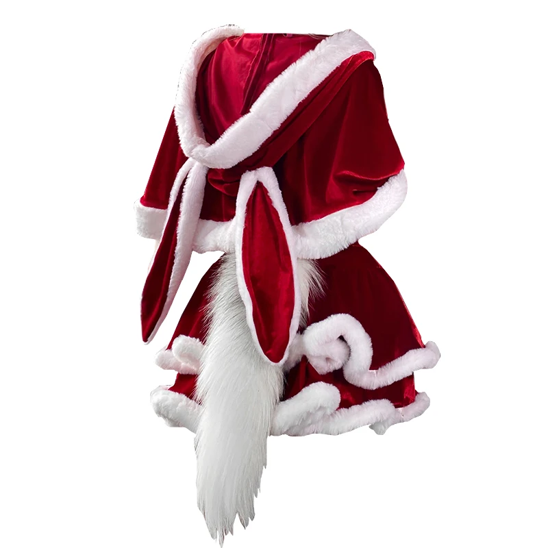 2021 Christmas Xmas Lady Santa Claus Cosplay Costume Winter Bunny Girl Cape Cloak Outfits Halloween Tail Women Custome |