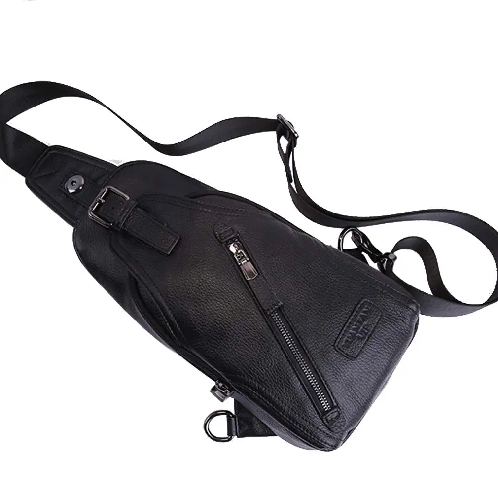 Мужская нагрудная Сумка слинг из воловьей кожи модный уличный дорожный