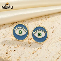 lucky eye turkish evil eye stud earrings for women gift jewelry simple fashion hollow eyelashes geometric pierced earring