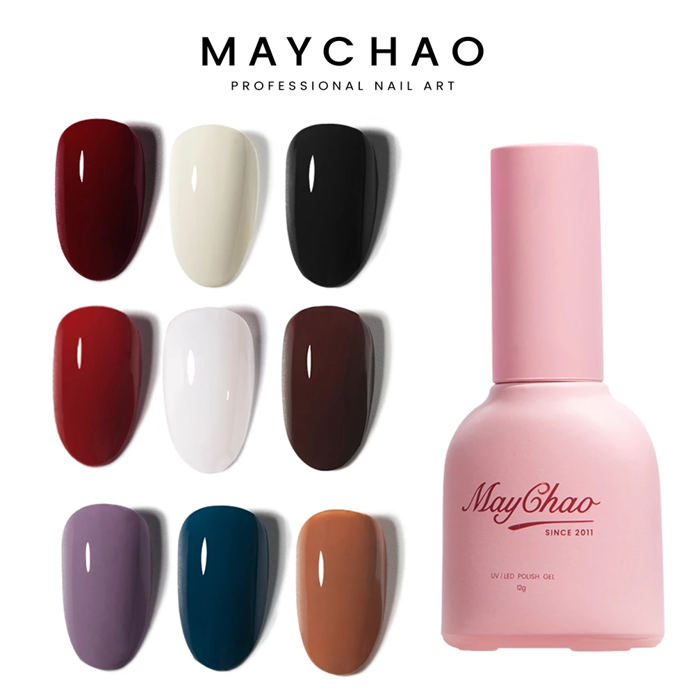 

MAYCHAO 12ml Pink UV Gel Nail Polish Pink Bottle Manicure Lacquer Glue Polishes Top Coat Soak Off UV LED Gel Art Nail Varnish