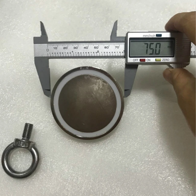 Мощный Неодимовый рыболовный магнит диаметр 75 мм максимальная сила тяги по