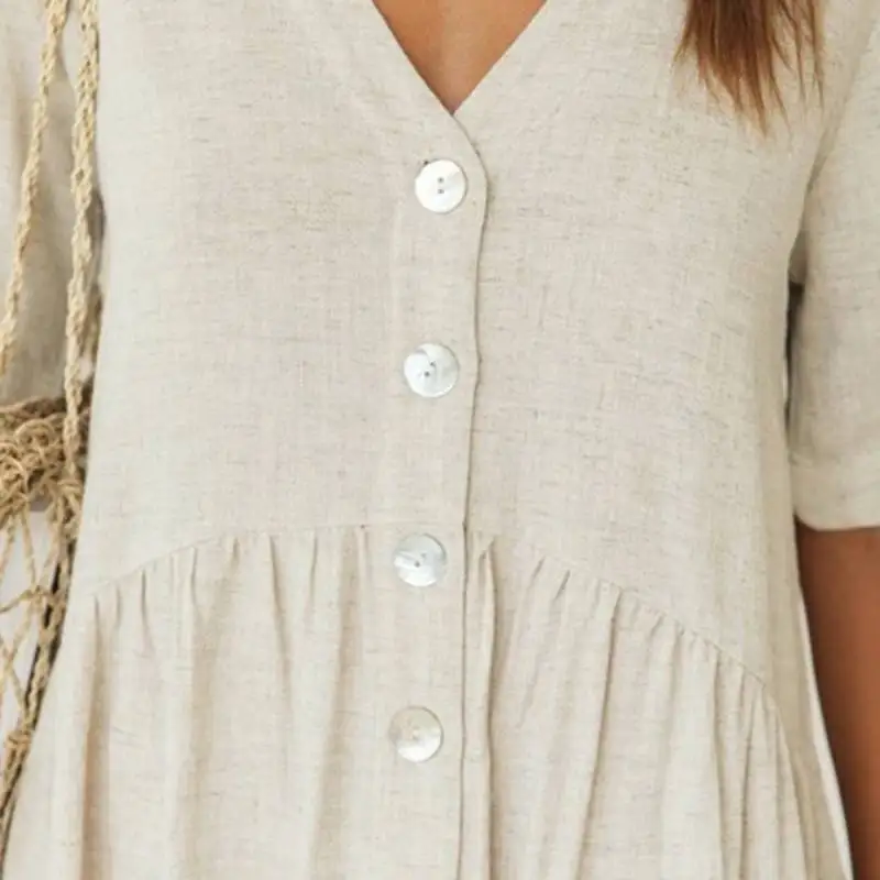 

Women Summer Dresses Clothing 2021 Outfit V Neck Dress with Pockets