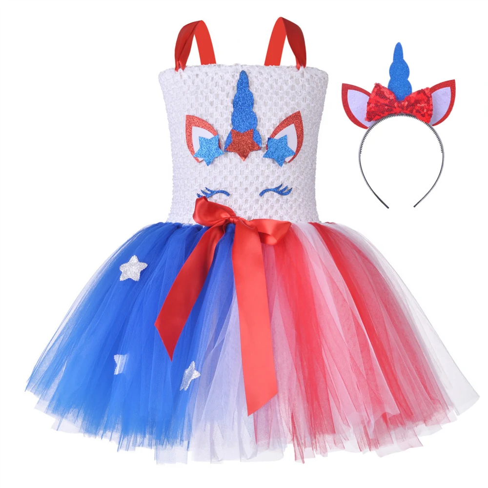 Платье-пачка принцессы с единорогом для девочек Детская одежда в американском