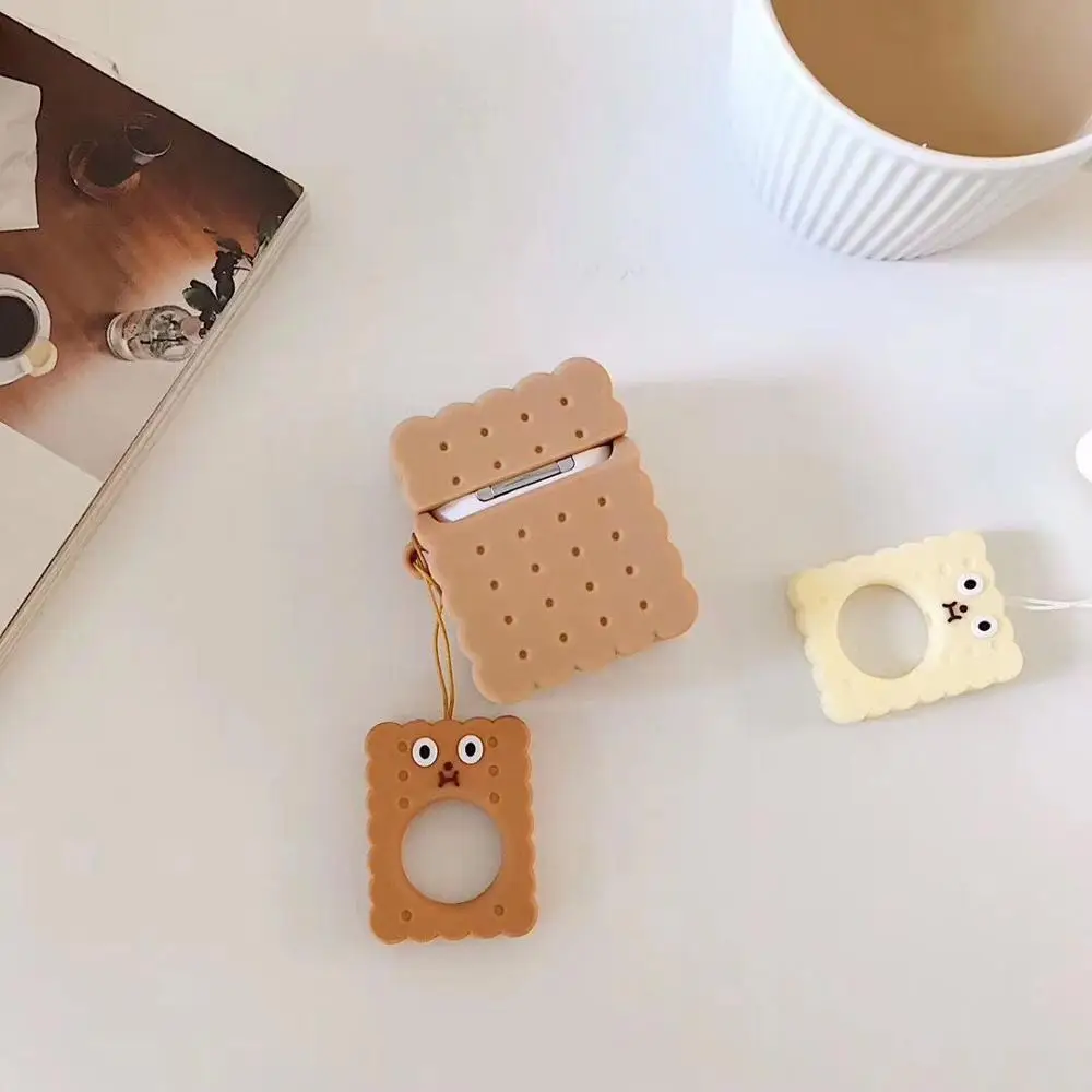 Мультяшное печенье с кольцом на палец для AirPods чехол Bluetooth беспроводные наушники чехол для Apple Airpods зарядная коробка крышка