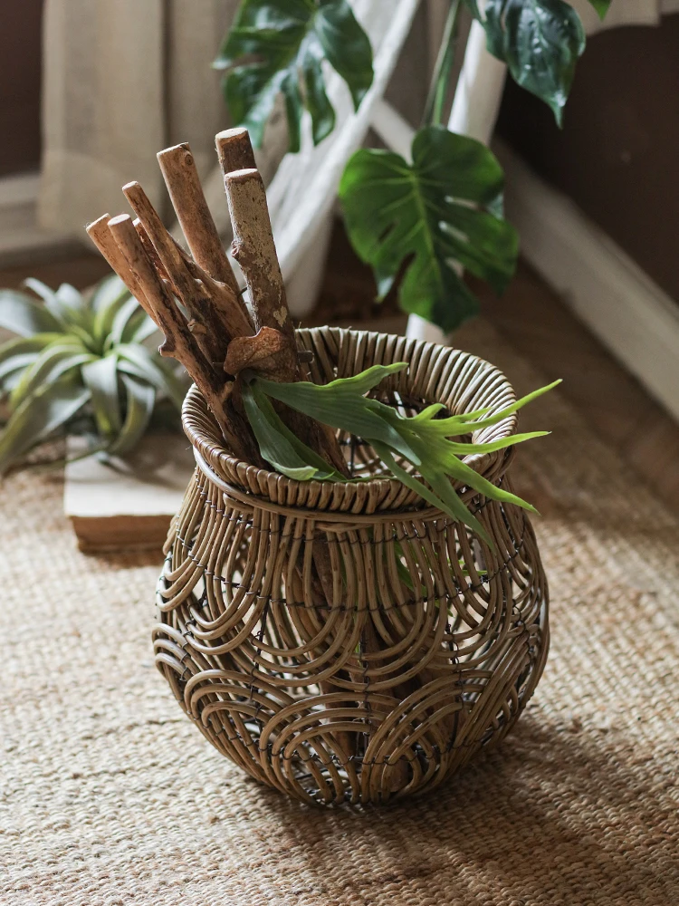 

Rattan Alike Wire Support Handmade Decorative Basket