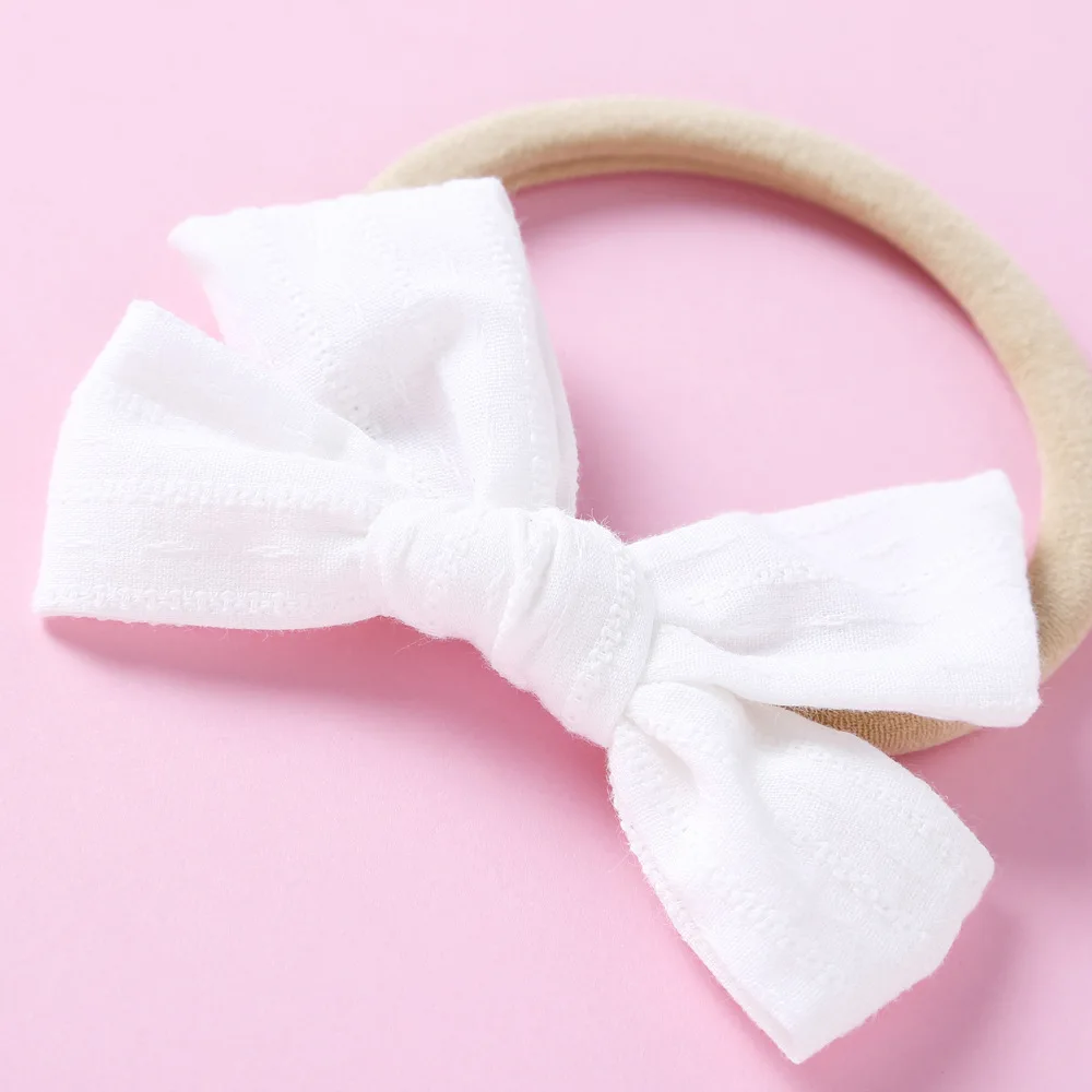 

Baby Cotton Bows Hair Rope 1PC Candy Color Stripe Hair Bands Thin Nylon Infant Stripe Soft Elastic Hair Bands Headwear Wholesale