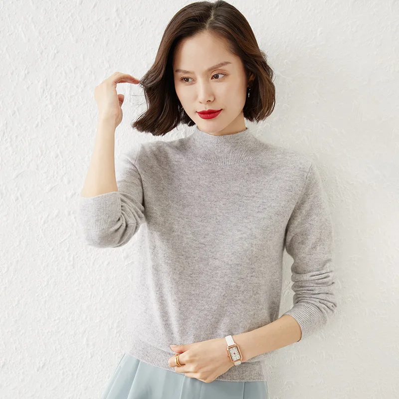 Осенне-зимний шерстяной свитер Женский Внутренний пуловер однотонный свободный