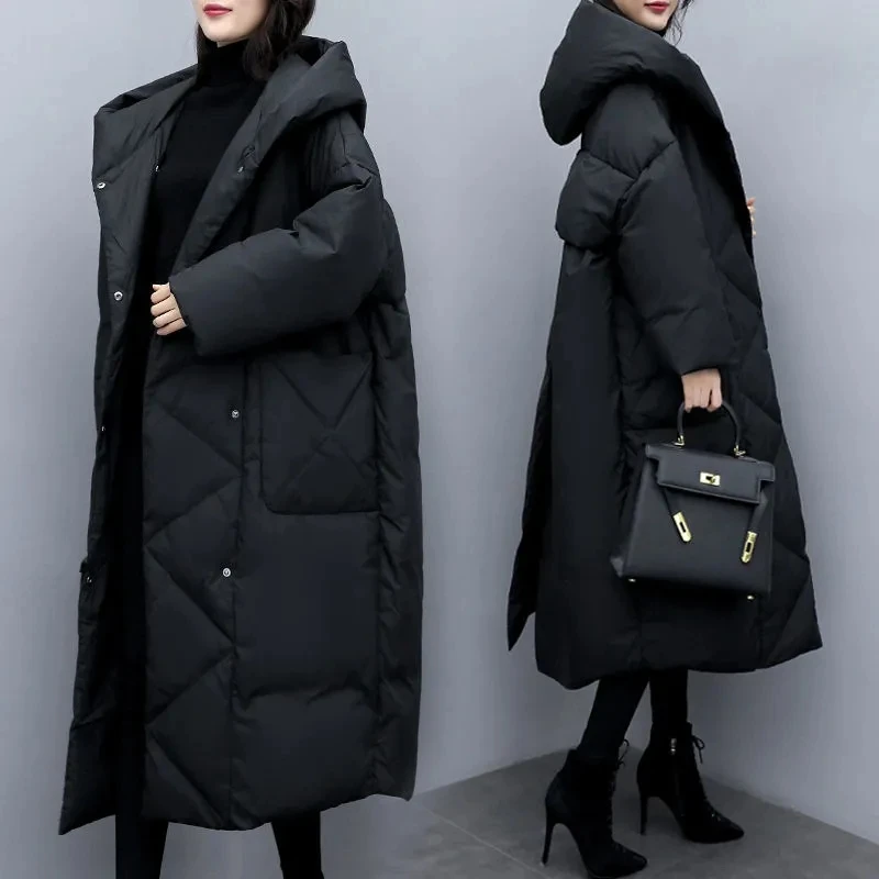 

2022Winter Women Jacket Long Over knee Down Cotton Padded Female Coat High Quality Warm Outwear Womens Parka Manteau Femme Hlver
