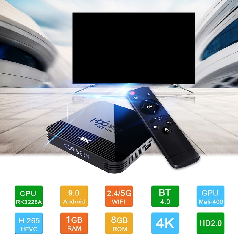

Android 9,0 H96 H8 RK3228A 2,4G/5G WI-FI Media Player BT4.0 1 8