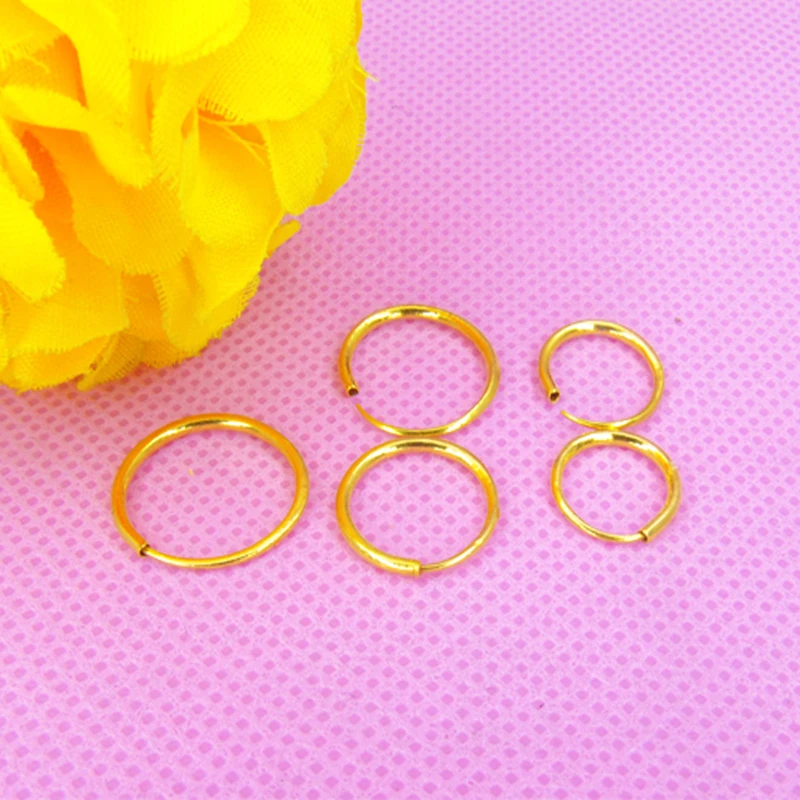 

999 Настоящее 24K желтое золото серьги женские удачи гладкие серьги-кольца 6-7 mmmw/9-10 mmmw