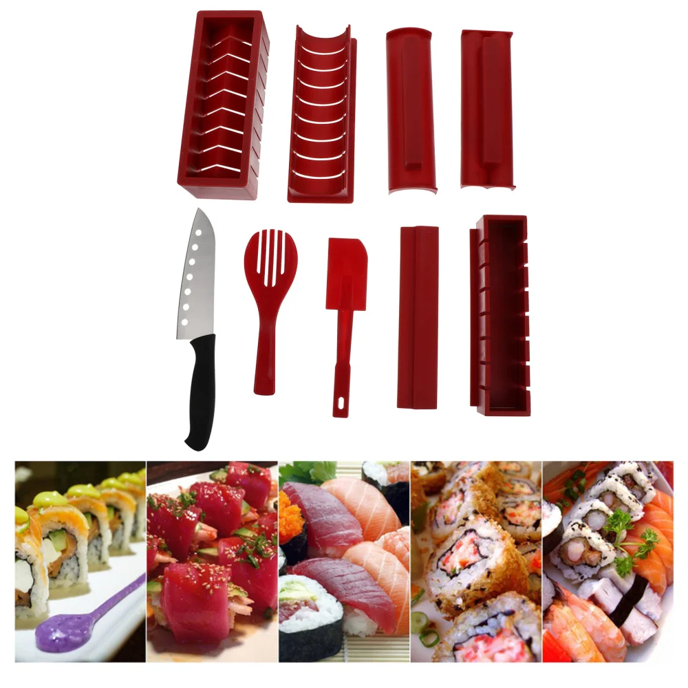 

1 Set 11Pcs Sushi Making Tools Kitchen Rice Roll Moulds Stylish Sushi Molds