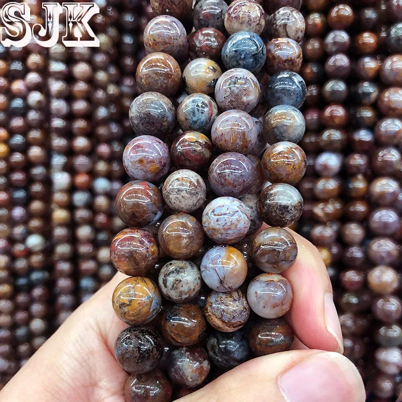 Natural Gem Stone Beads Pietersite Smooth Round Loose 4 6 8 10 12MM DIY For Bracelet Jewelry Making Wholesale | Украшения и