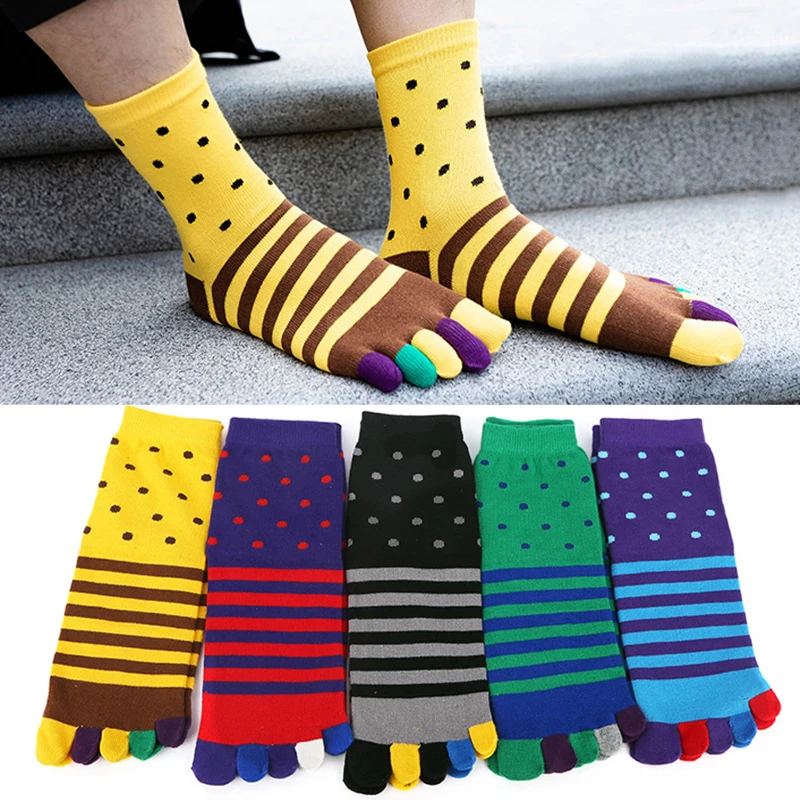 

5 Colors Men's Five Finger Socks Autumn and Winter Mid Tube Autumn Cotton Socks