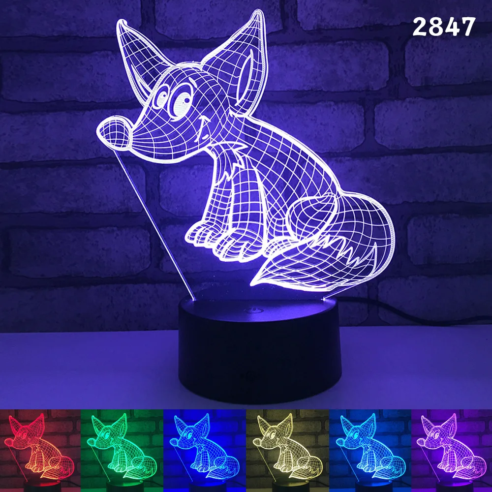 3D ночник с орлом лошадью тигром слоном крысой попугаем животными акриловый лазер