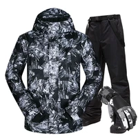 ski suit men winter warm waterproof breathable and touch screen gloves snow jacket and pants skiing and snowboarding jacket men
