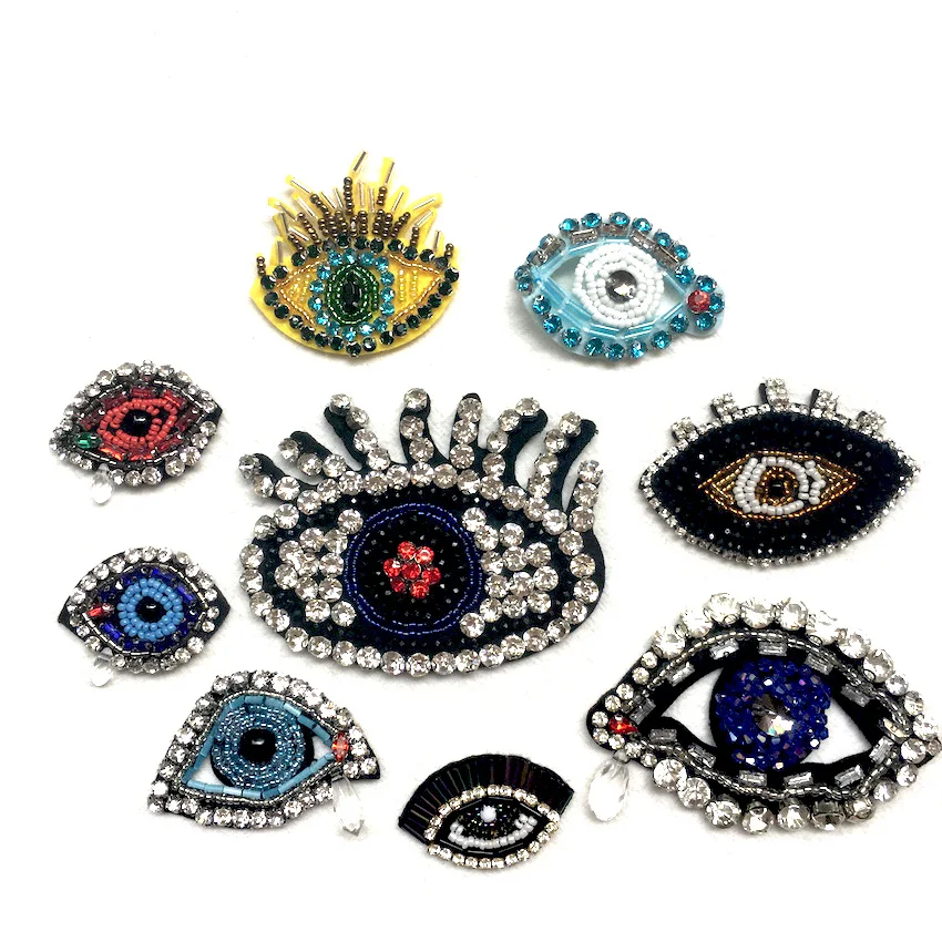 1 шт. ручной работы 9 видов глаза бисером стразы аппликация патчи Пришить для