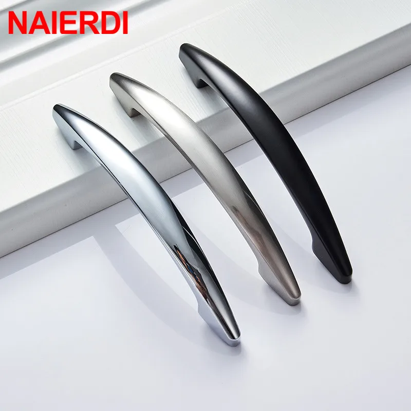 NAIERDI яркие хромированные ручки для кухонного шкафа сплошного ящика дверных