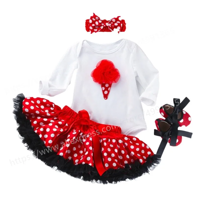 

Girl Princess Dress Long Sleeve Summer Girl Party Dress Cute Birthday Costume 1 Year Bebe Clothing with Headband Shoes