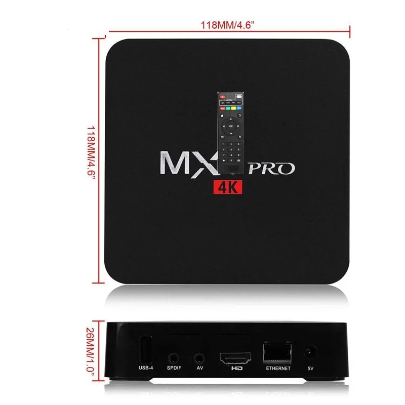 5PCS MX pro android 7.1 os amlogic s905w quad core 2g 16g 4k smart h.265 3D media player tv box | Электроника