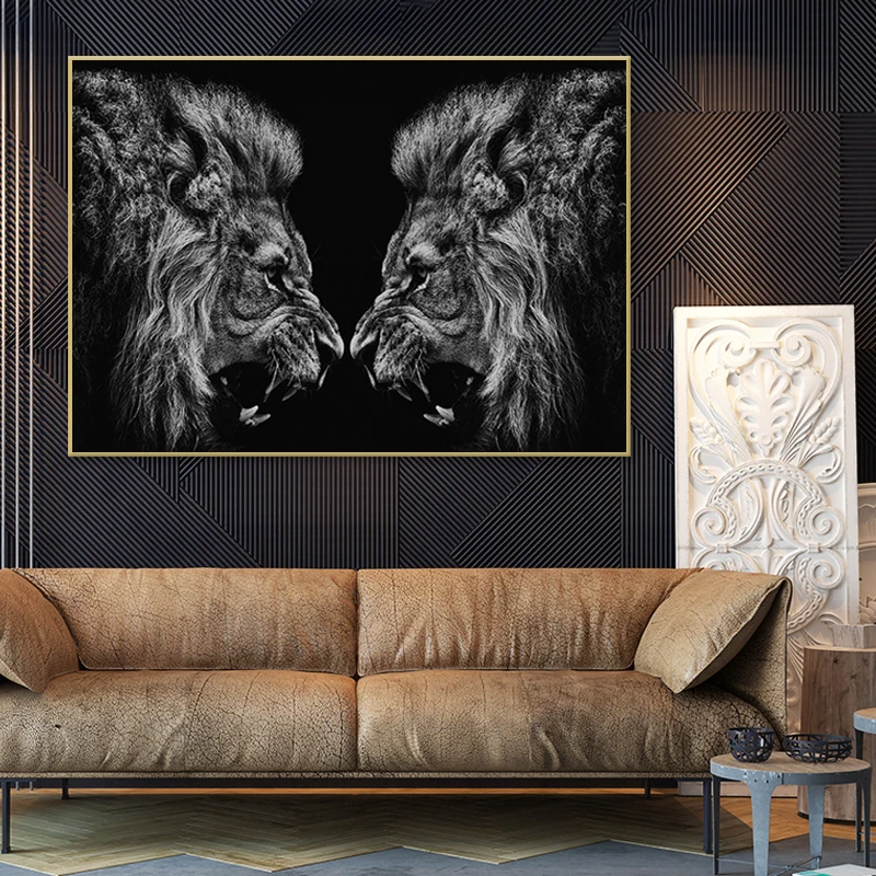 

Black White Lions Posters And Prints Nordic Animal Decorative Paintings Modern Wall Art Pictures For Living Room Home Decoration