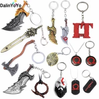 god of war 4 kratos axe key chain guardian shield pendant keychain men and women car keyring jewelry accessories
