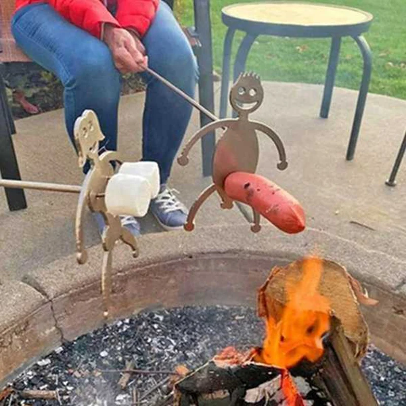 

Хот-стальные горелки для хот-догов/зефира с 3 вилками, новинка, палочка для запекания огня, забавные вилки для барбекю, для костра, гриля