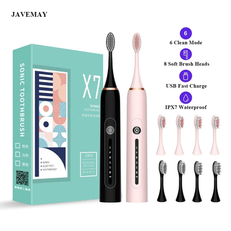 

Sonic Toothbrush Smart Electric Tooth Brush Ultrasonic Automatic Toothbrush USB Fast Recharge IPX7 Waterproof for Adult Gift X-7