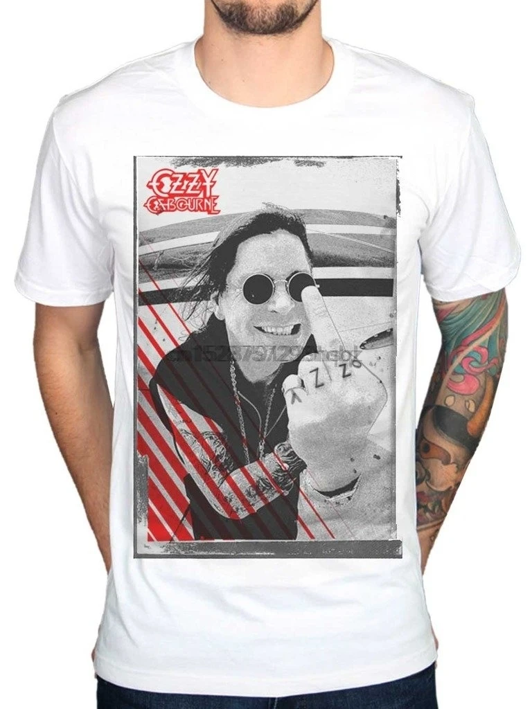 

Men Ozzy Osbourne Finger T-Shirt Heavy Metal Music Rock