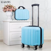 klqdzms 18inch cute trolley luggage set abs new mini women spinner rolling suitcase carry on cosmetic bag