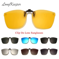 longkeeper rimless polarized sunglasses lens clip on glasses for men women rivet flip up driving goggle night vision lens uv400