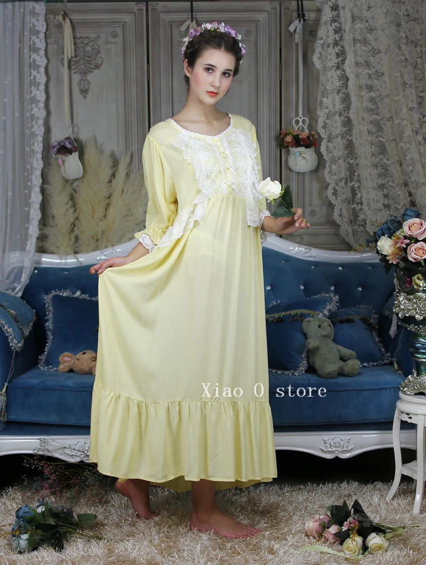 Loose Nightgown Women Long Nightdress Sleepwear Ladies Princess Sleepwear Ankle Length Nightwear Dress