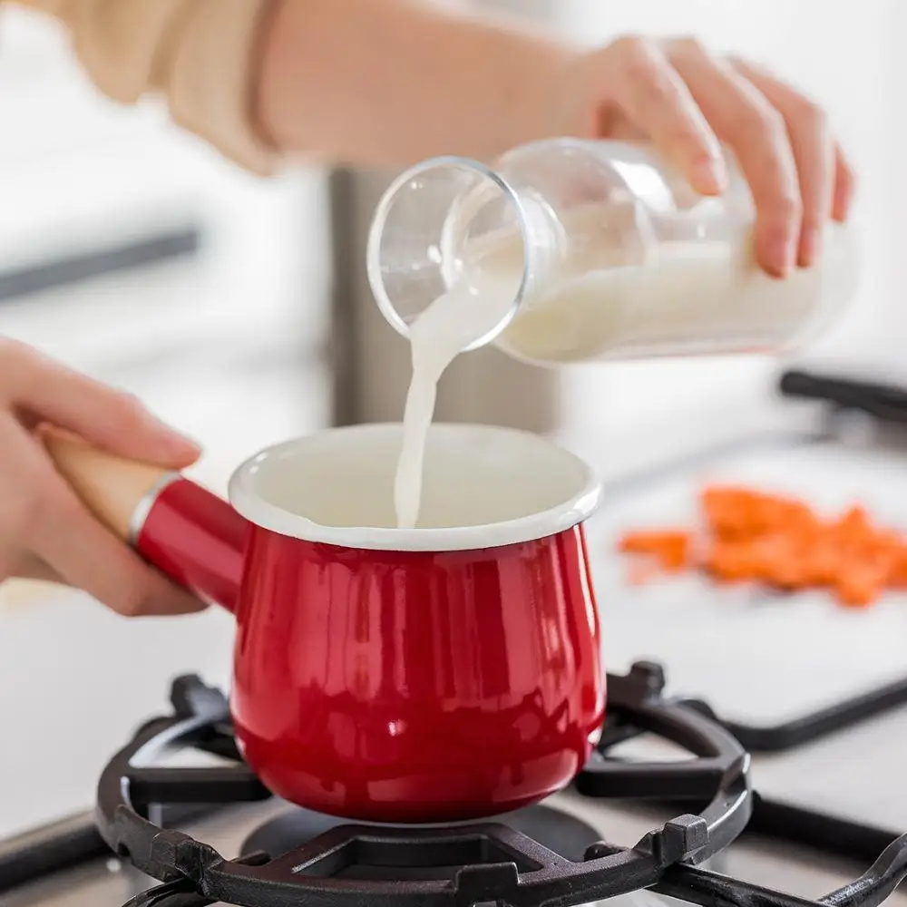 Молоковарка с деревянной ручкой 500 мл в японском стиле | Дом и сад