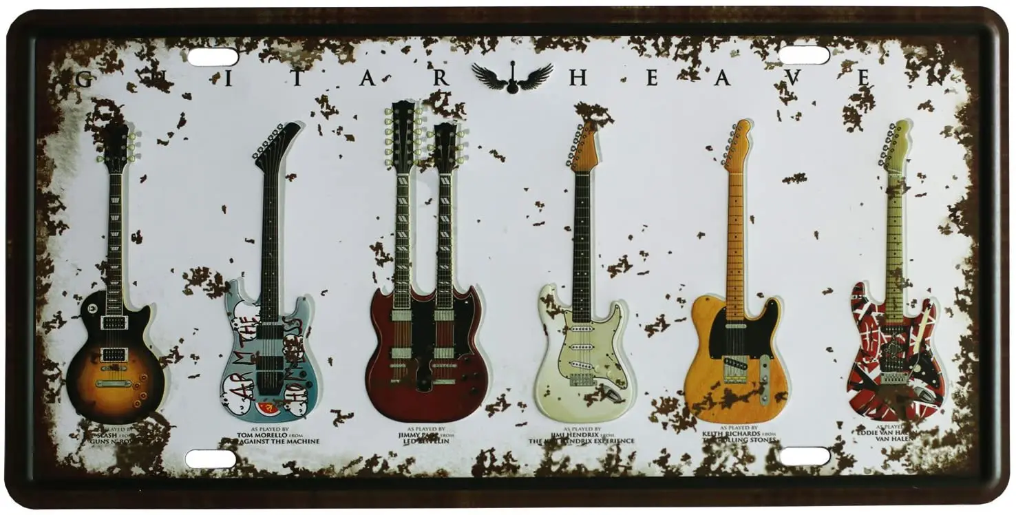 Фото Металлический жестяной плакат для гитары рок музыки винтажный художественный