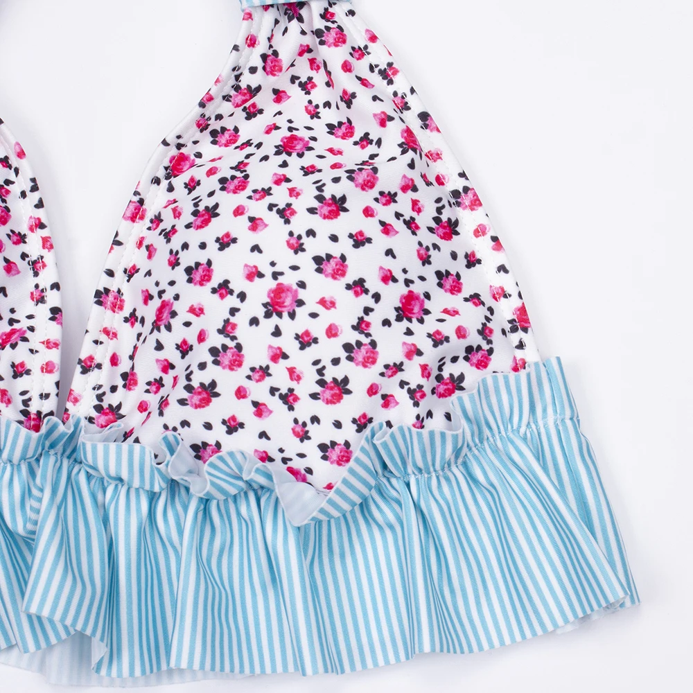 Женский комплект бикини с винтажным принтом купальный костюм рюшами и Бралетт