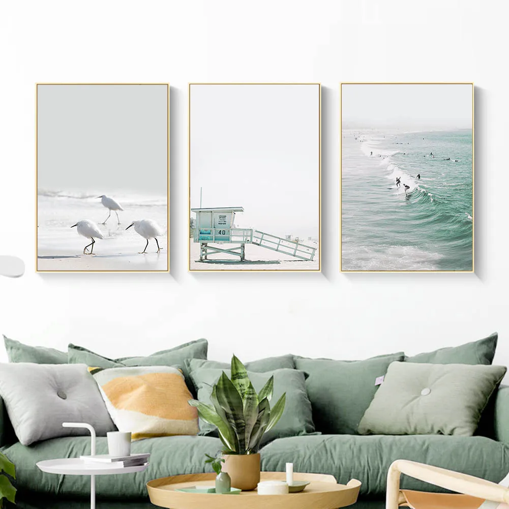 1 шт. пляж Морские волны птица картина стена гостиная спальня обеденный стол фон