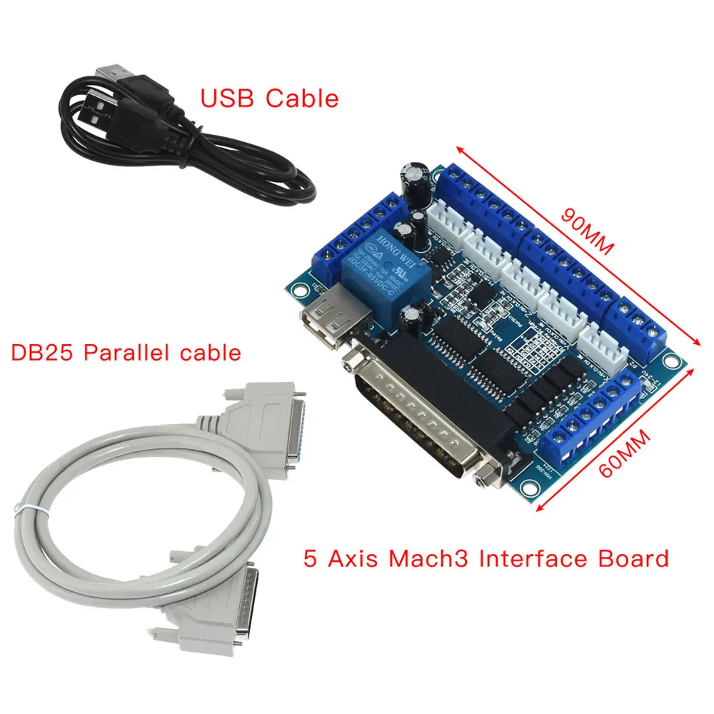 

5-осевая CNC плата с USB-кабелем для драйвера шагового двигателя MACH3 параллельное управление портом