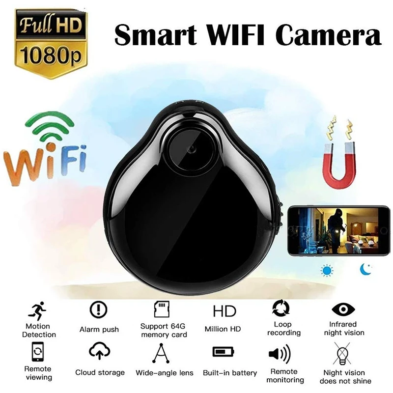 

1080P Wi-Fi мини Камера Espia Магнитный Корпус видеокамеры Ночное Видение движения Сенсор H.264 HD видео микрокамера охранного Поддержка TF карты