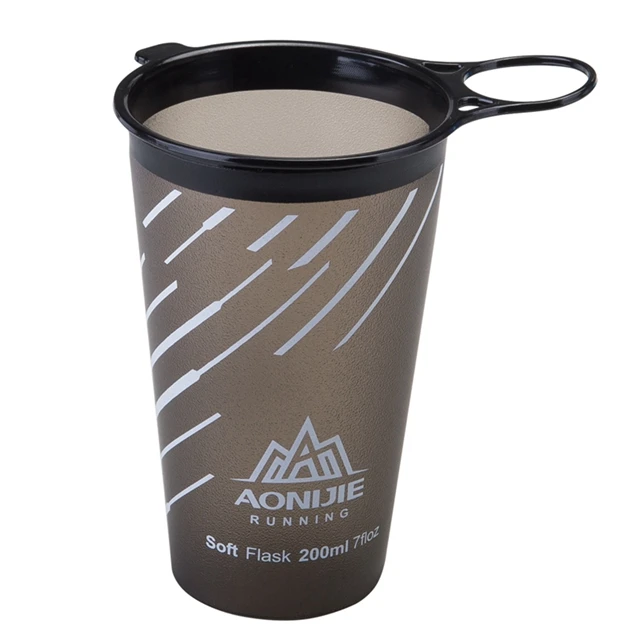 New Coffee AONIJIE 200 мл мягкая чашка складная сумка для воды без бисфенола нетоксичный Сверхлегкий для спорта на открытом воздухе марафон Велоспорт 3 цвета ТПУ - Цвет: New Coffee
