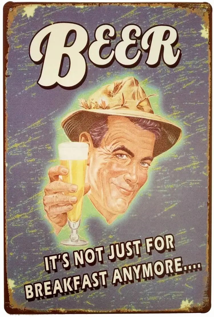 

ERLOOD Beer It's Not Just for Breakfast Anymore Retro Vintage Decor Metal Tin Sign 12 X 8