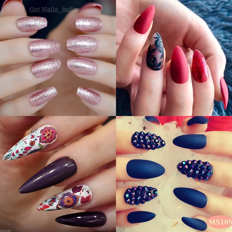 Прозрачные накладные ногти в стиле веера натуральные черные прозрачные палочки