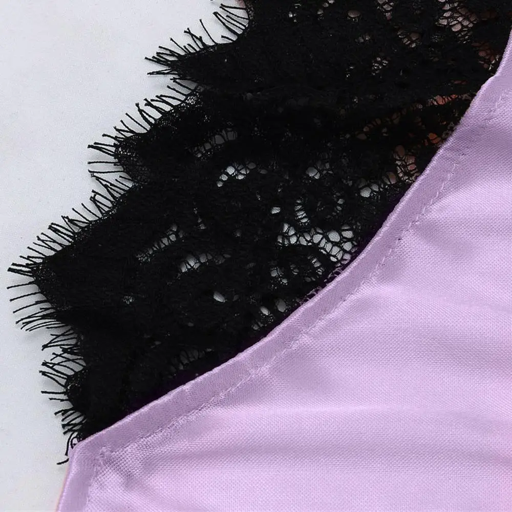 Sexy Satin Women Sleepwear Set Solid Color Casual Nightwear Lace Sling Shorts Pajama Lingerie Koronkowa Pizama 2020 New Hot | Женская