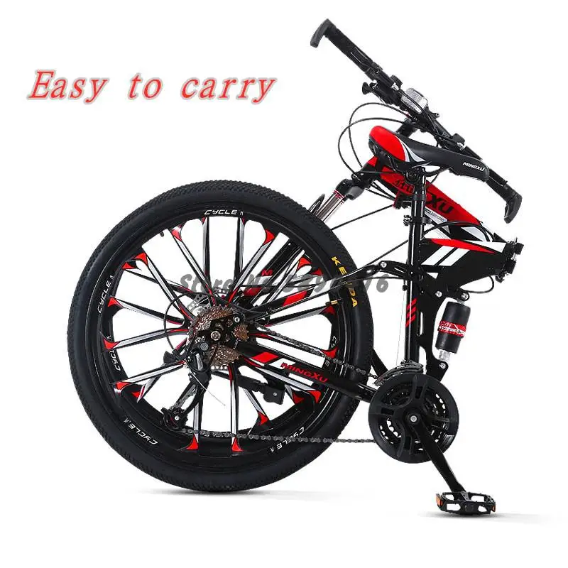 

Folding Bicycle Mountain Bike 24/26 inches 21/24/27 Speed Damping Road bike Fat Folding bikes mtb Snow beach bicycle